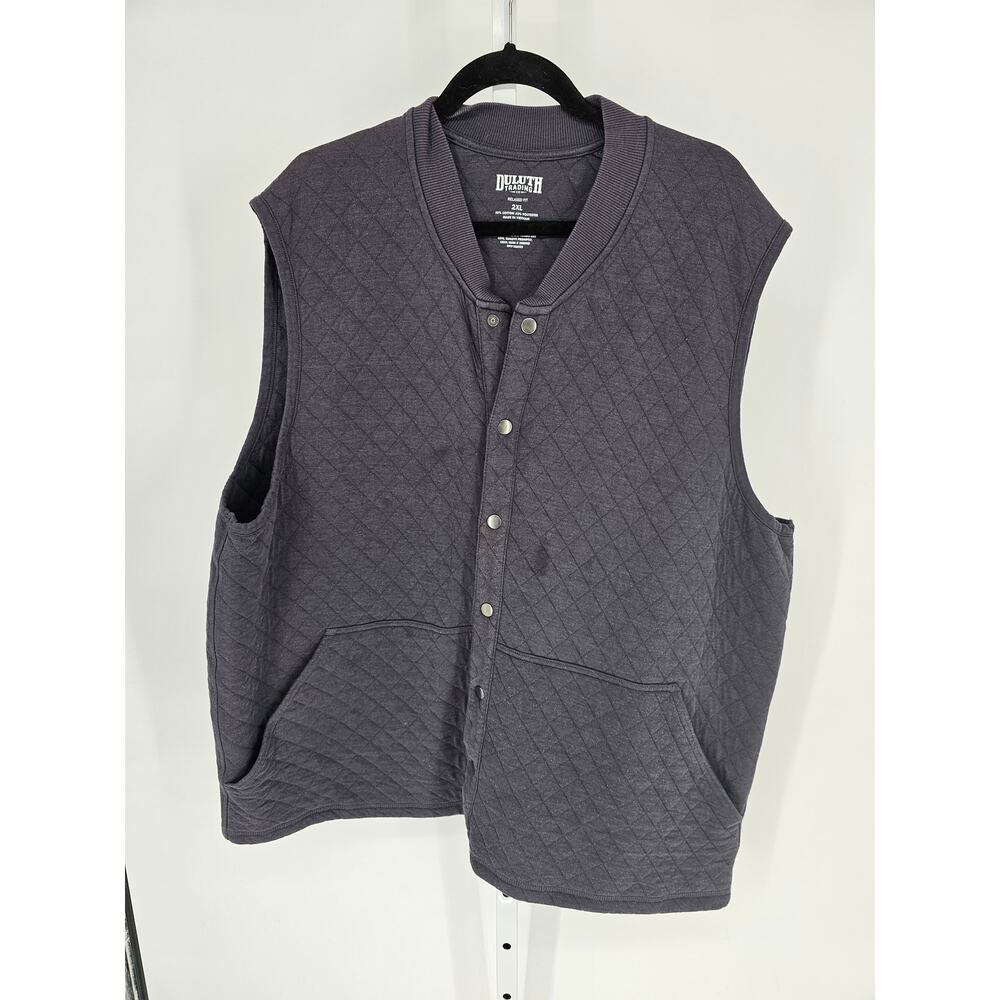 Duluth Trading Men's Slate Sleeveless Button Down Quilted Vest Size 2XL